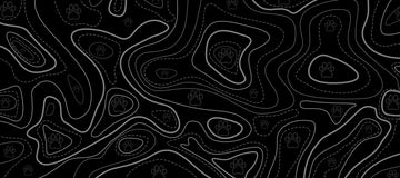 Pawprint Terrain Mouse Pad – XL 90cm Black Contour Map Desk Mat for Pet Lovers & Minimalist Setups