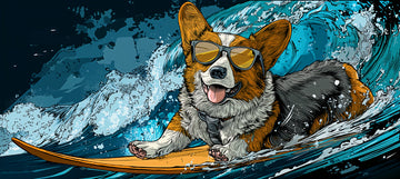 Surf’s Up Corgi Mouse Pad – 80cm Beach Vibes Desk Mat for Gamers, Pet Lovers & Summer Setups