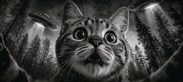 UFO Cat Abduction Mouse Pad – XL 90cm Gaming Desk Mat for Sci-Fi & Pet Lovers