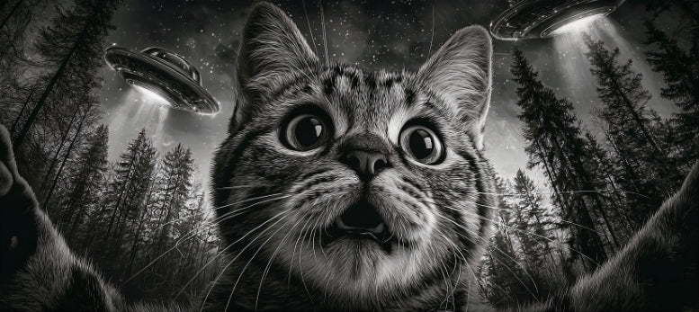 UFO Cat Abduction Mouse Pad – XL 90cm Gaming Desk Mat for Sci-Fi & Pet Lovers