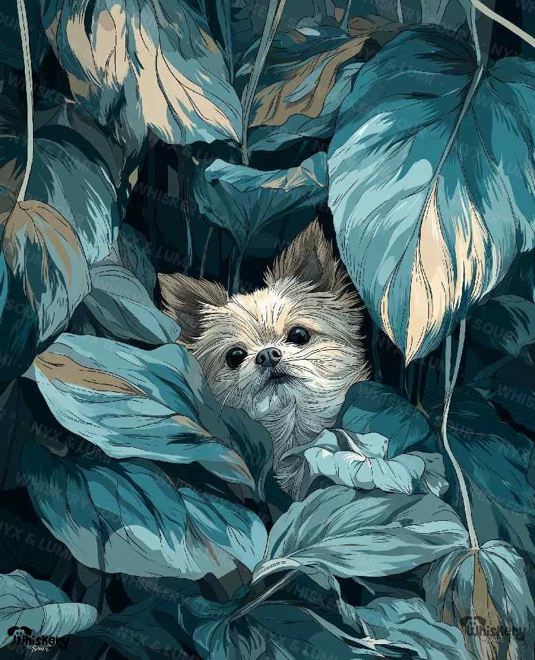 Blue Peeking Dog mat