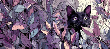 Hidden Cat in Lavender Leaves Mouse Pad – XL 90cm Lo-Fi Botanical Desk Mat for Cat Lovers