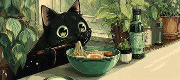 Neko Noodle Time Mouse Pad – 80cm Lo-Fi Ramen Desk Mat for Foodies & Cat Lovers