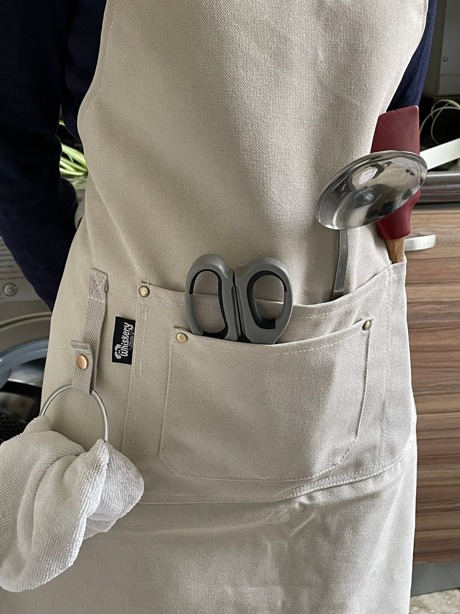 Cotton Canvas Apron – Adjustable Chef Apron with Pockets | Whiskery Sour®