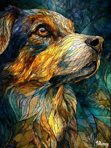 Pixel Pup Mosaic mini mouse pad — a golden mosaic dog, 260x210mm desk mat by Whiskery Sour