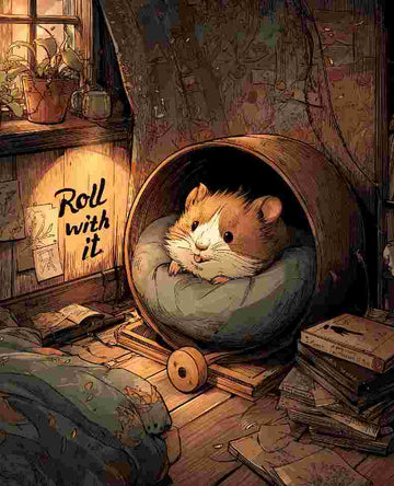 Hamster Drift mini mouse pad — a cute hamster with full cheeks, 260x210mm desk mat by Whiskery Sour
