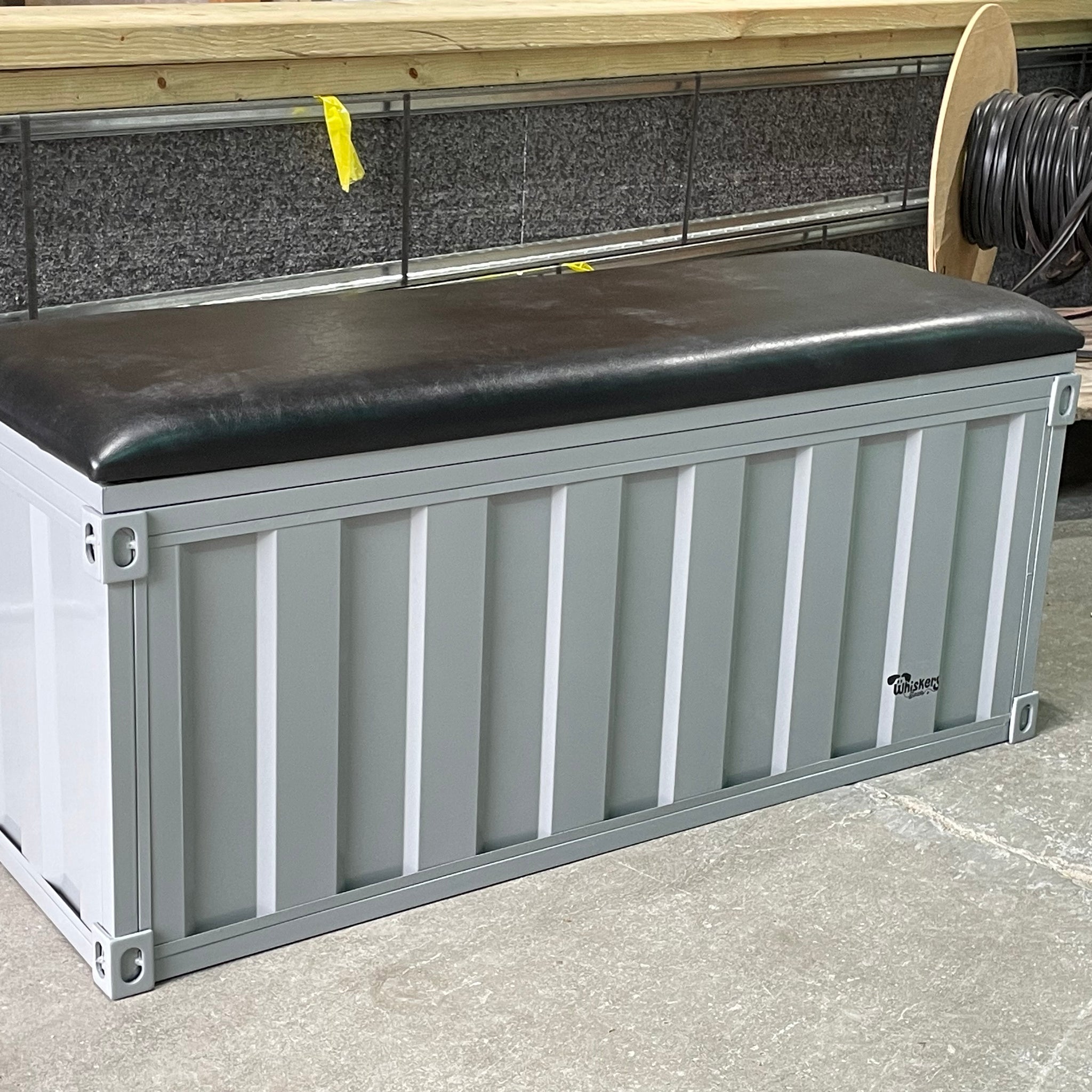 StashBenchX Metal Storage Ottoman – Industrial Padded Bench (8 Colours)