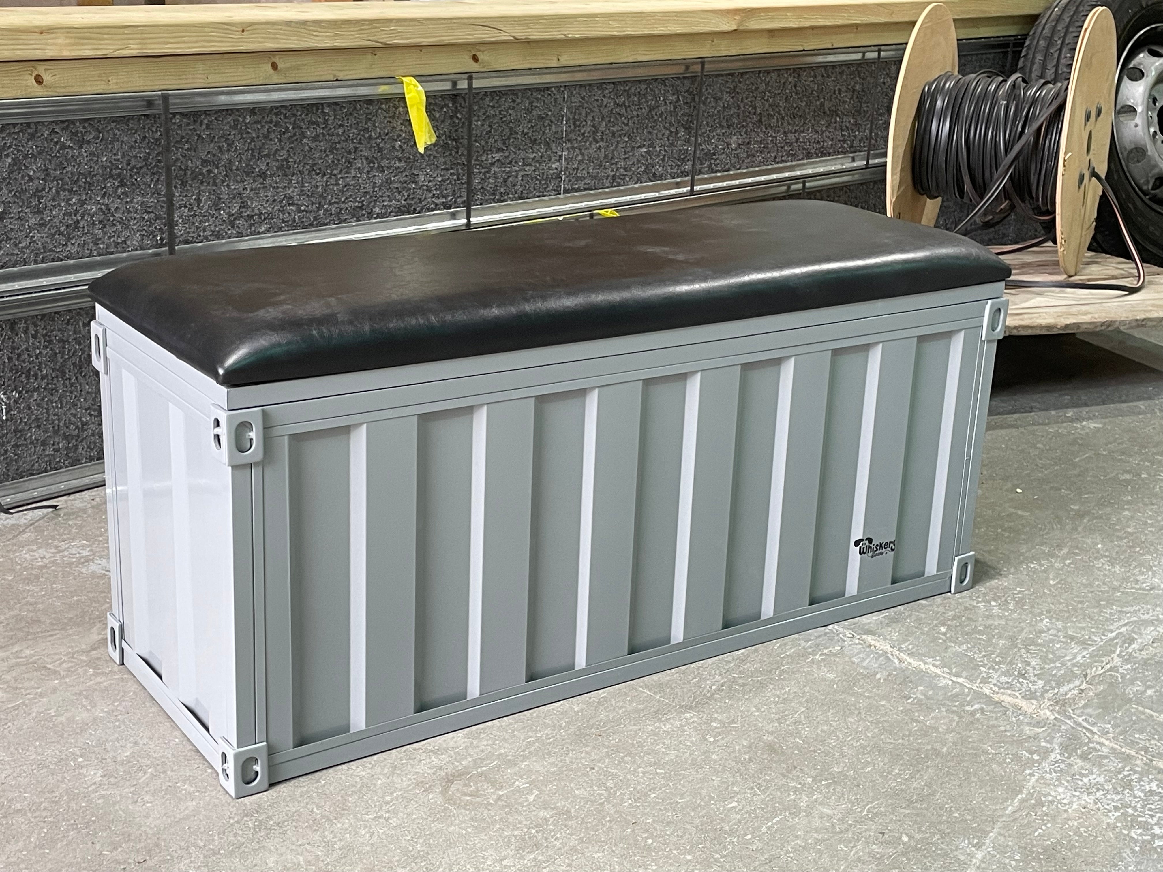 StashBenchX Metal Storage Ottoman – Industrial Padded Bench (8 Colours)