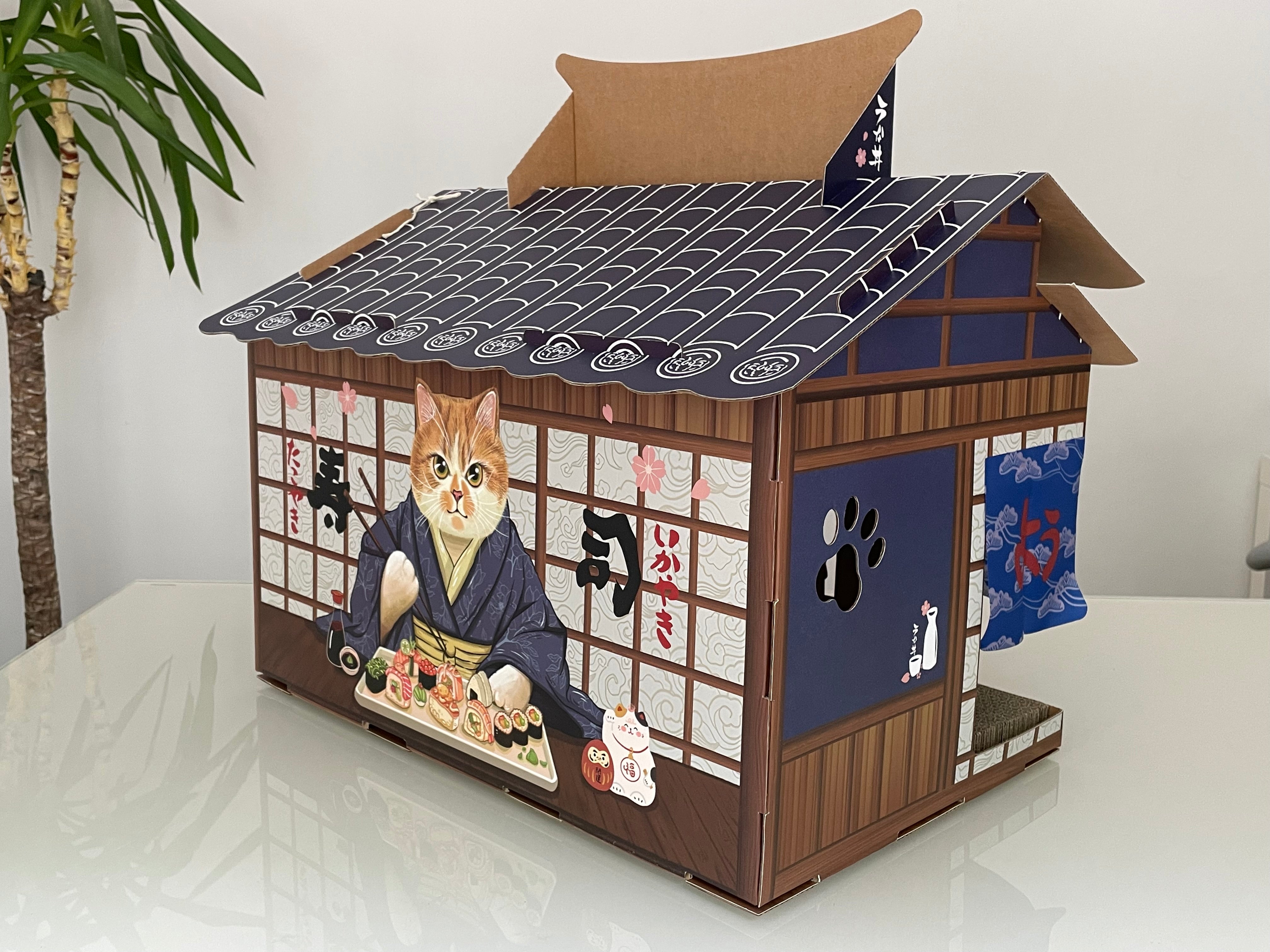 Japanese Cat House with Scratch Pad
