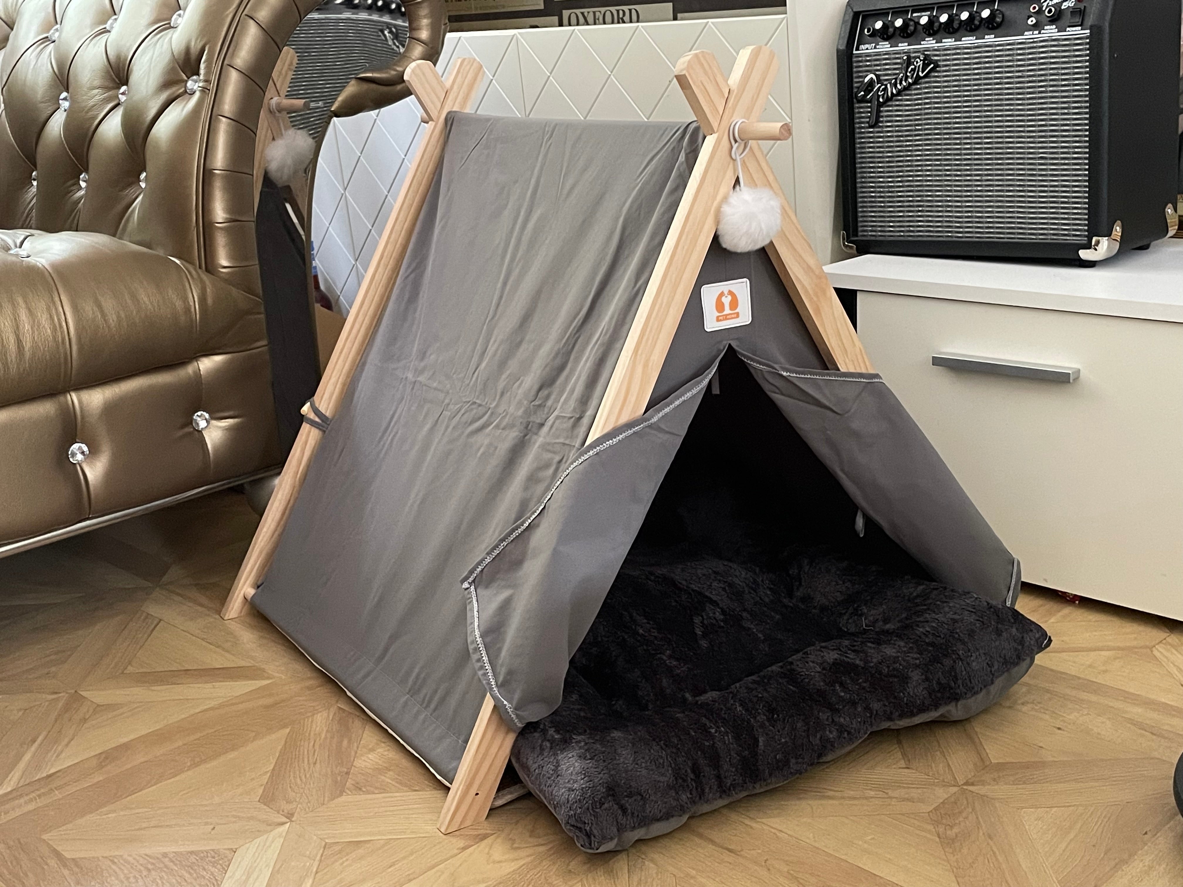 Whiskery Teepee Retreat – Pet Tent with Cushions & Mat