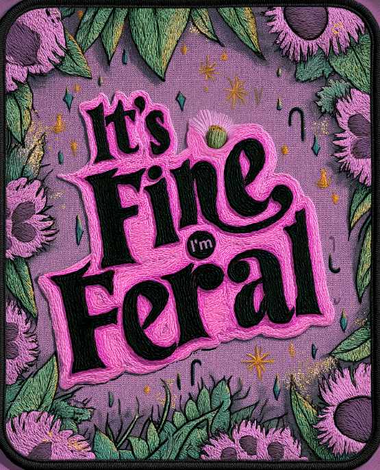 It's Fine I'm Feral Mini Mouse Pad — Funny Wild Cat Typography Desk Mat 260×210mm | Whiskery Sour