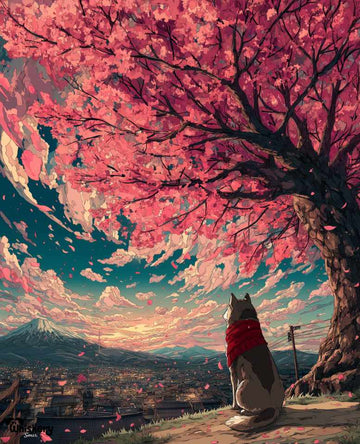 Mount Fuji and the Loyal Soul Mini Mouse Pad — Japanese Art Dog Desk Mat 260×210mm | Whiskery Sour