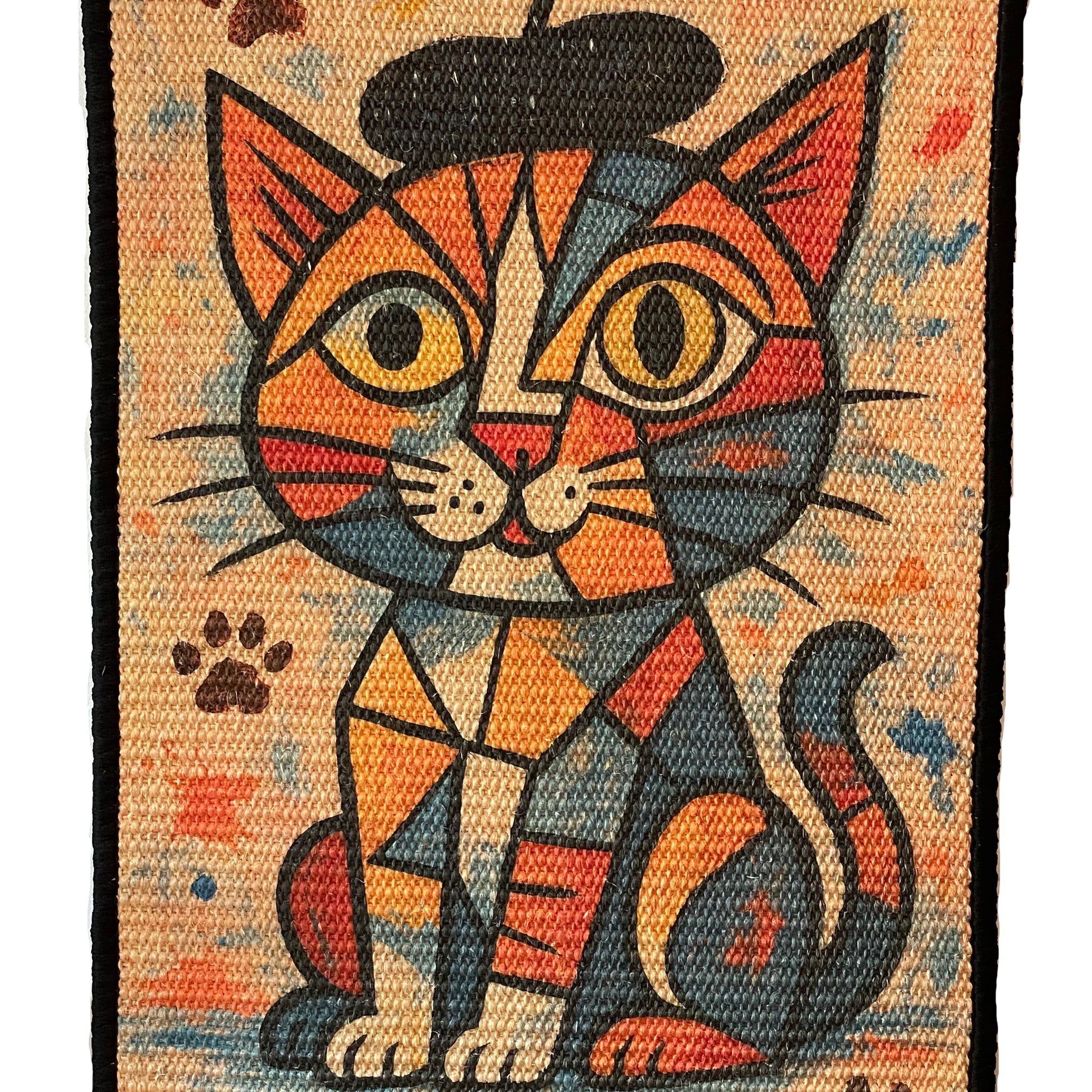 Starry Cat Night mat – woven texture and Van Gogh-inspired design