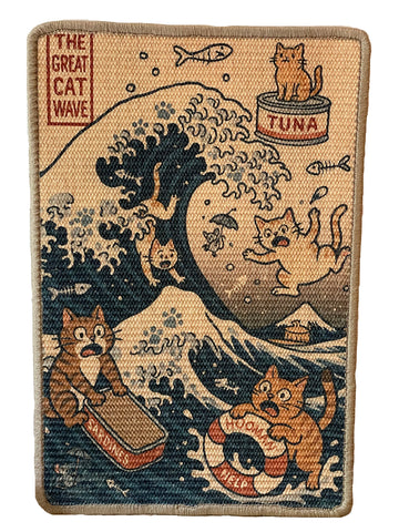 The Great Cat Wave sisal scratching mat – cats in stormy sea, 60×40 cm