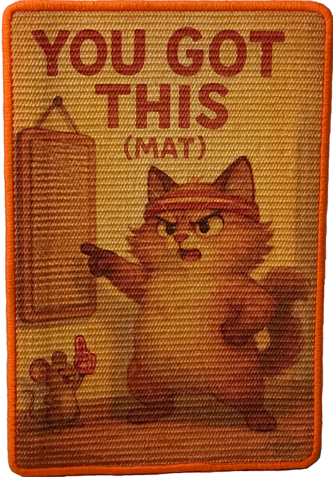 “You Got This” mat – woven detail of cat with mirror