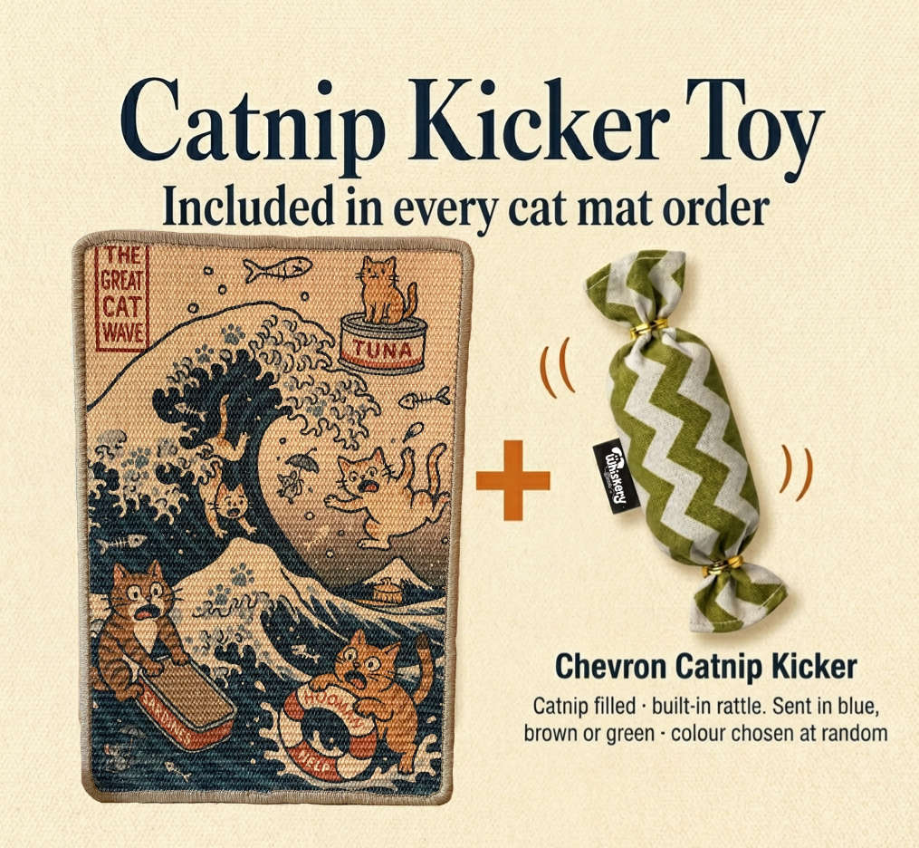 Cat Scratching Mat - The Great Cat Wave Japanese Art Sisal Pad | Natural Fibre | Whiskery Sour