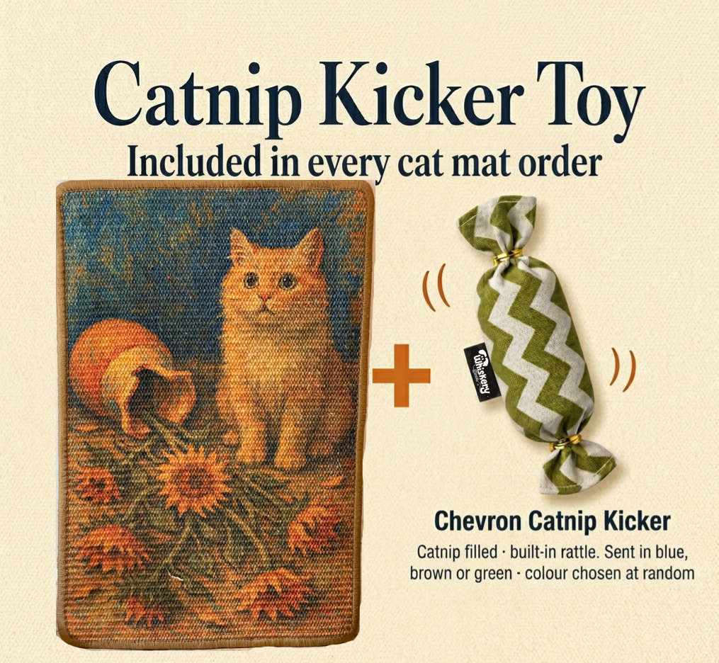 Cat Scratching Mat - Sunflower Art Sisal Pad 60x40cm | Natural Fibre | Whiskery Sour
