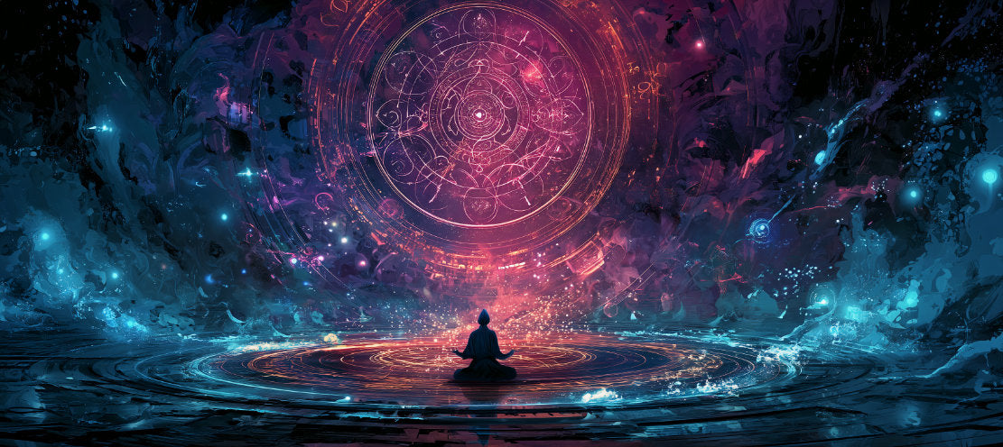 Arcane Meditation Mouse Pad – XL 90cm Cosmic Energy Desk Mat for Gamers, Creatives & Seekers