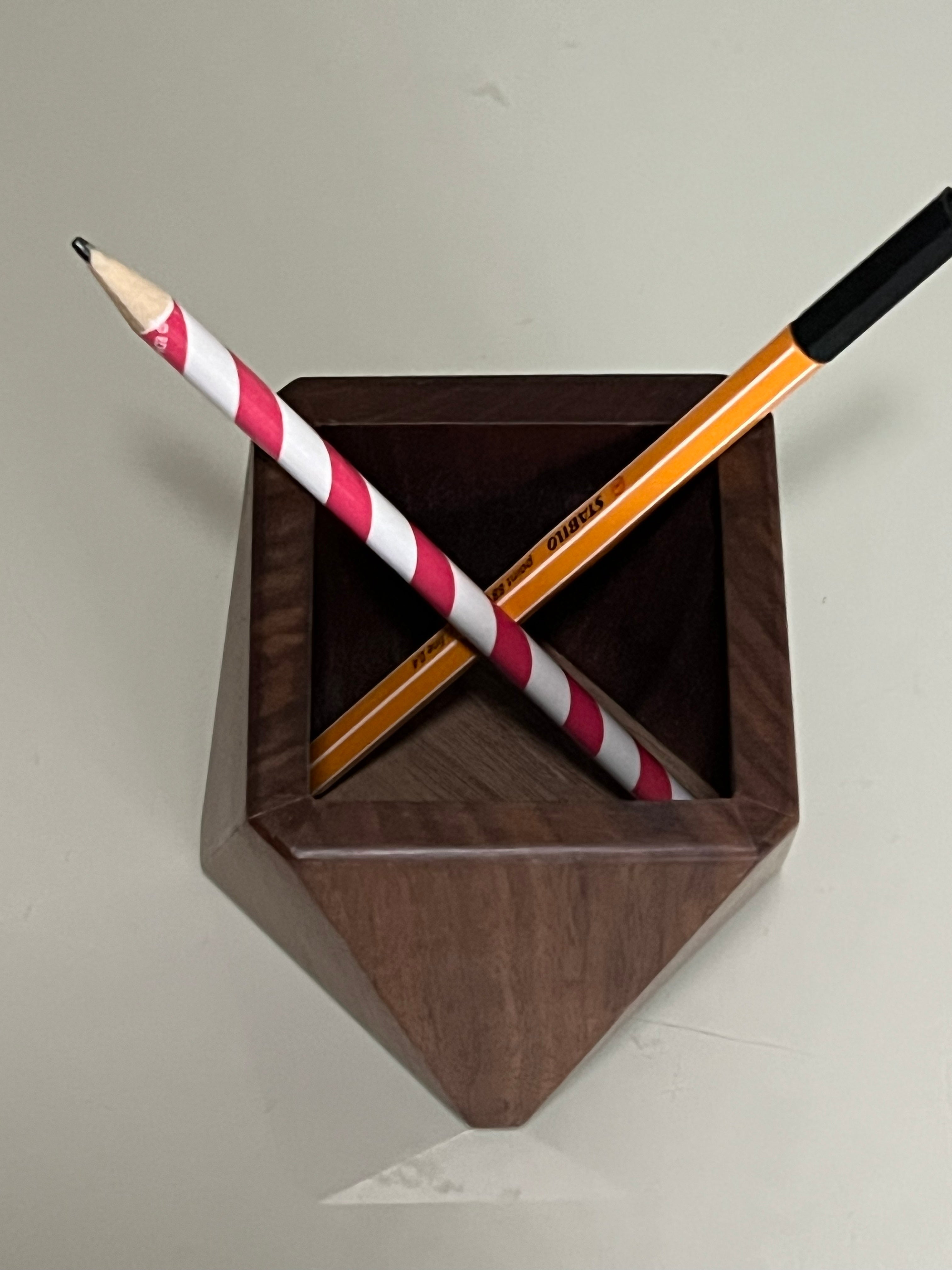 Personalised Wooden Pen Holder Solid Wood Desk Organizer, Laser Engraved Name or Logo, Minimalist Gift for Office or Home