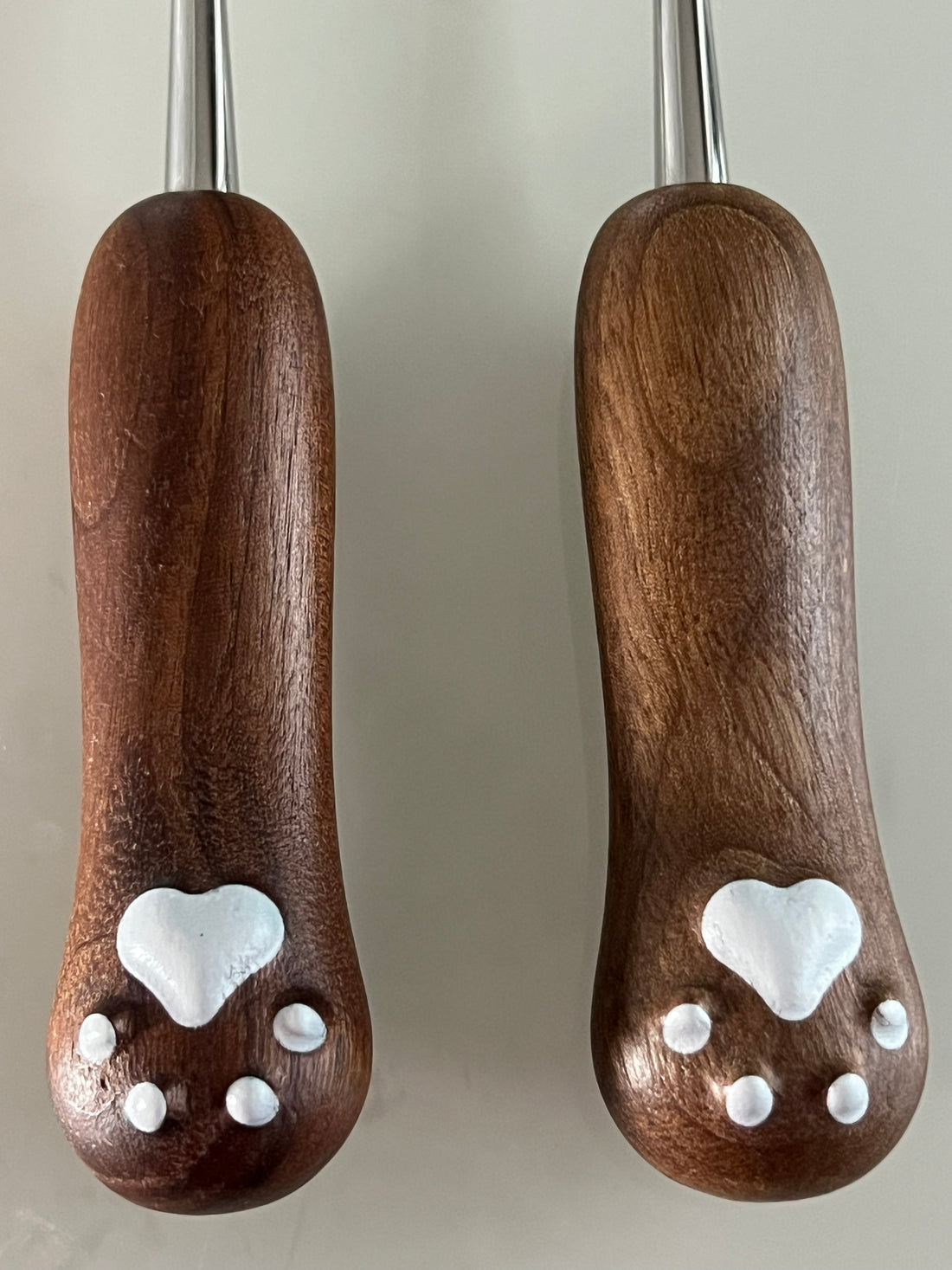 Personalised Paw Print Spoon & Fork Set – Wooden Handle Cutlery Gift for Pet Lovers & Kids