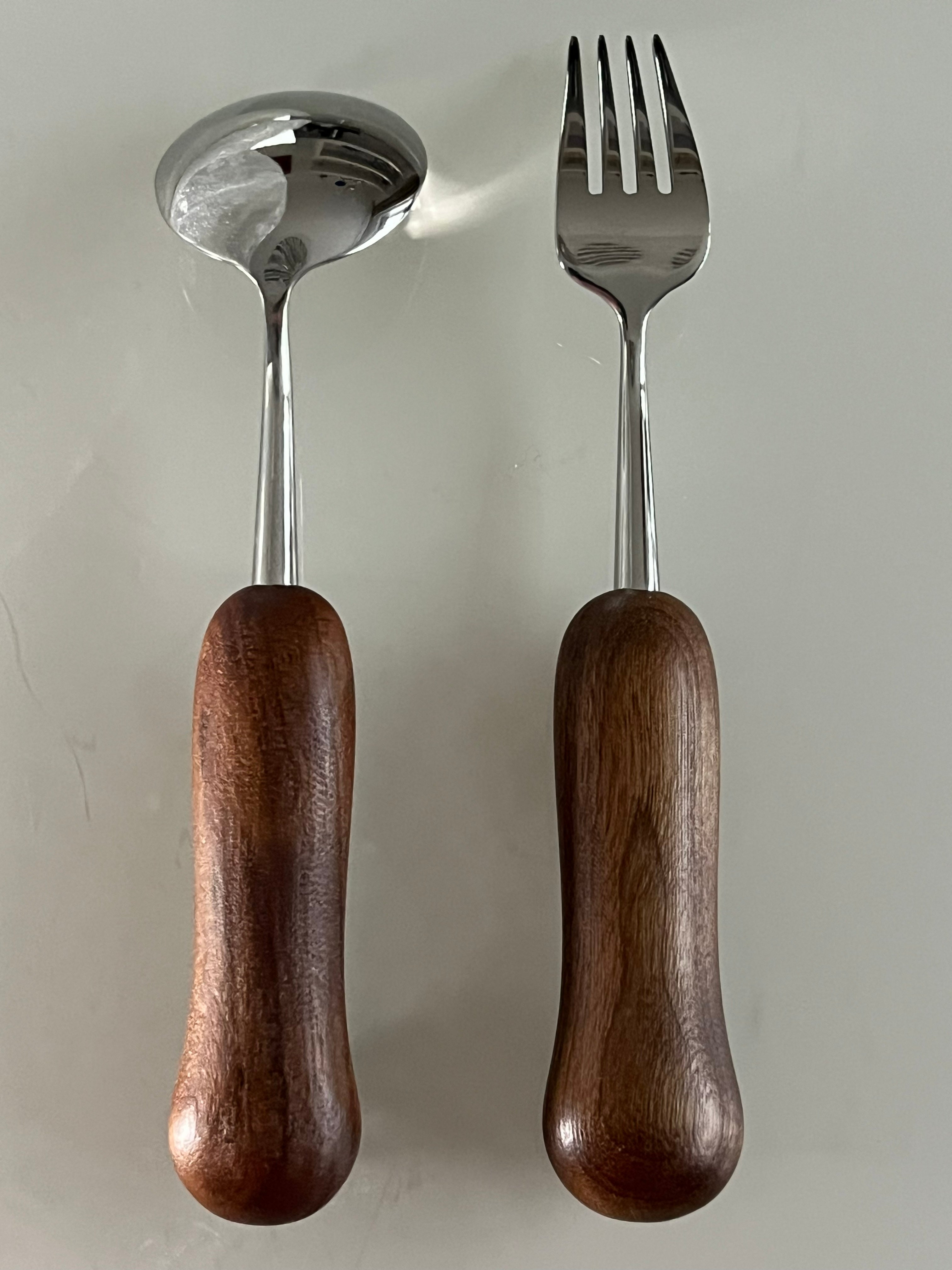 Personalised Paw Print Spoon & Fork Set – Wooden Handle Cutlery Gift for Pet Lovers & Kids