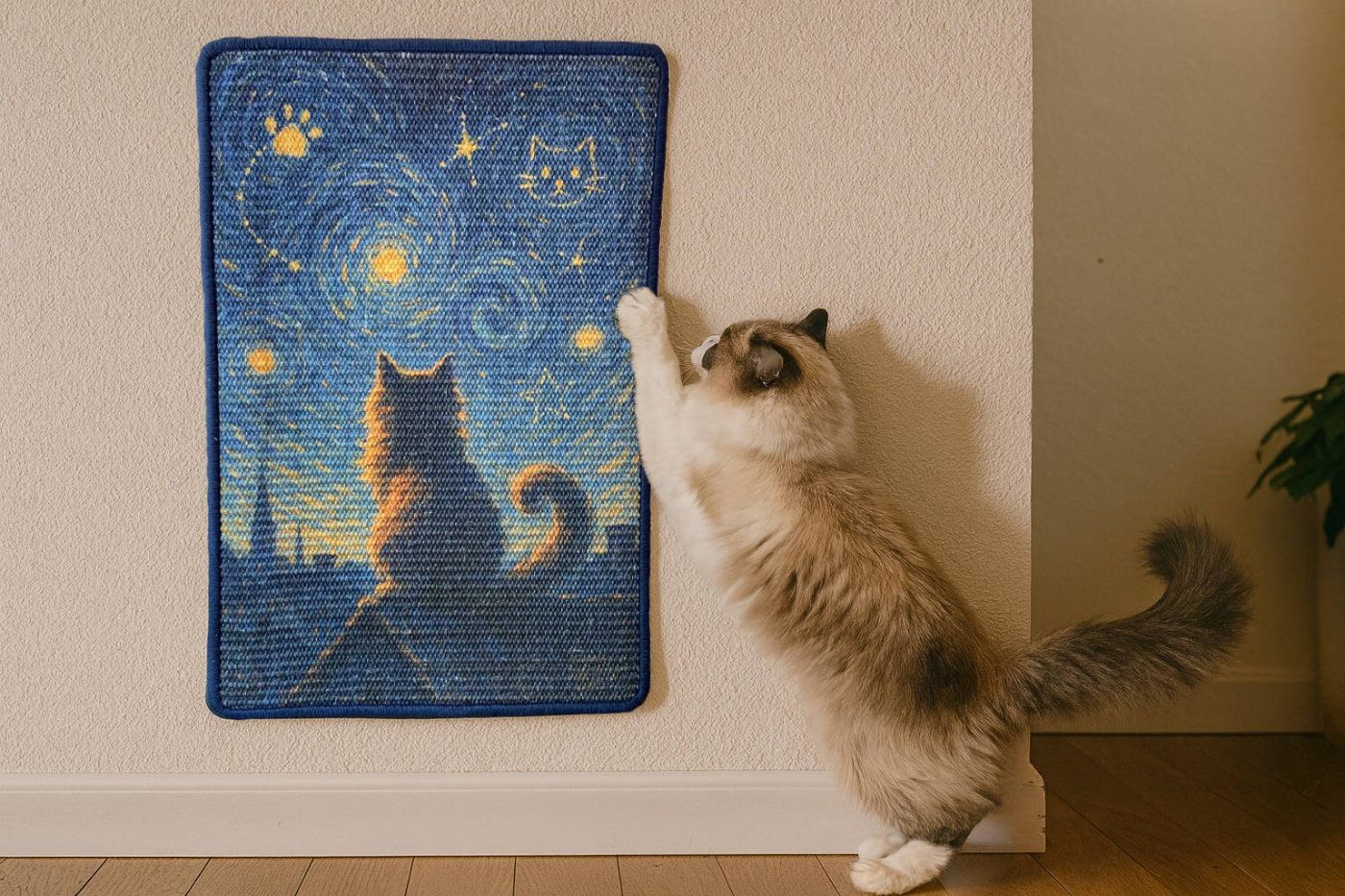 Starry Cat Night sisal scratching mat — full product