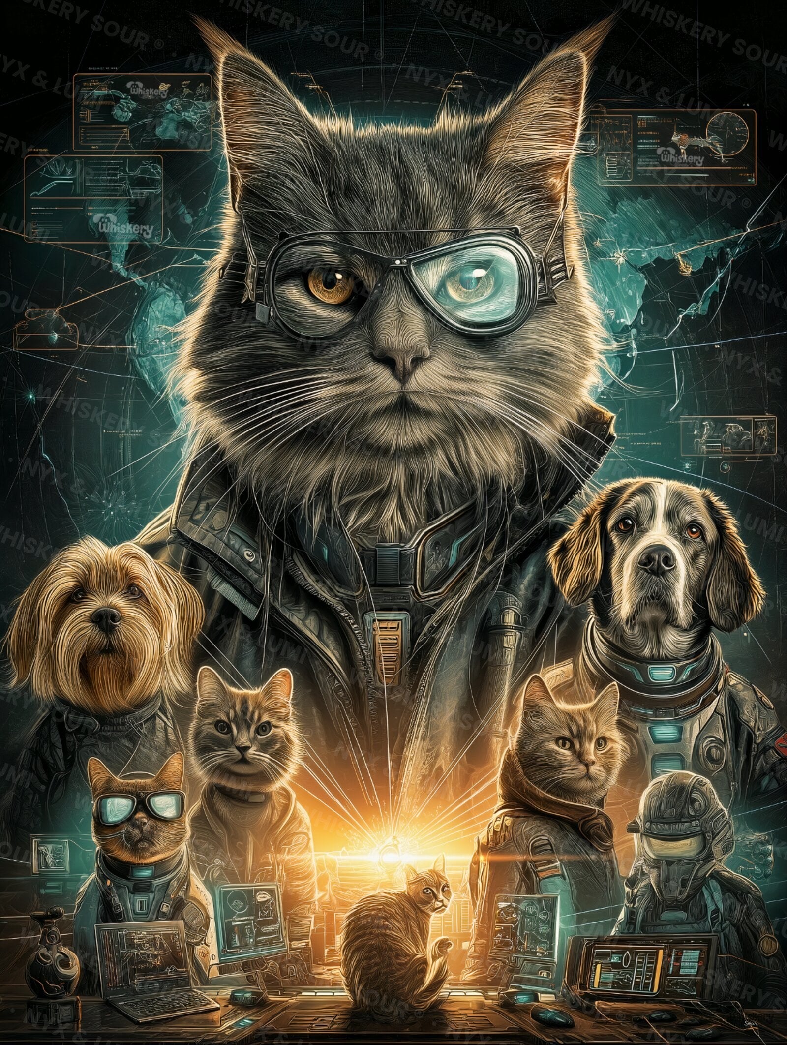 WhiskerStrike Elite Squad — tactical cat-and-dog crew mouse pad